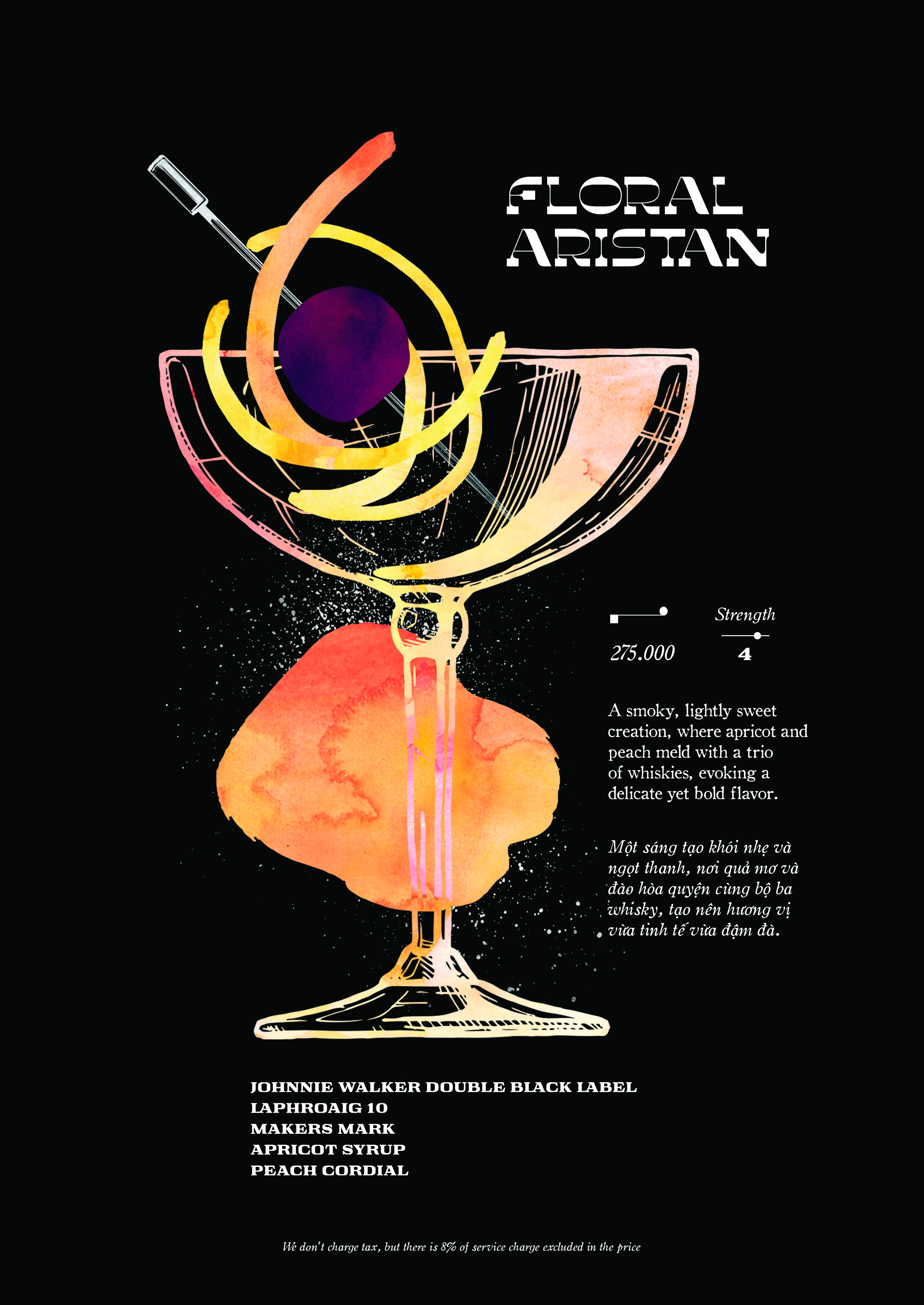 Floral Aristan cocktail — Moon Men Bar Hanoi