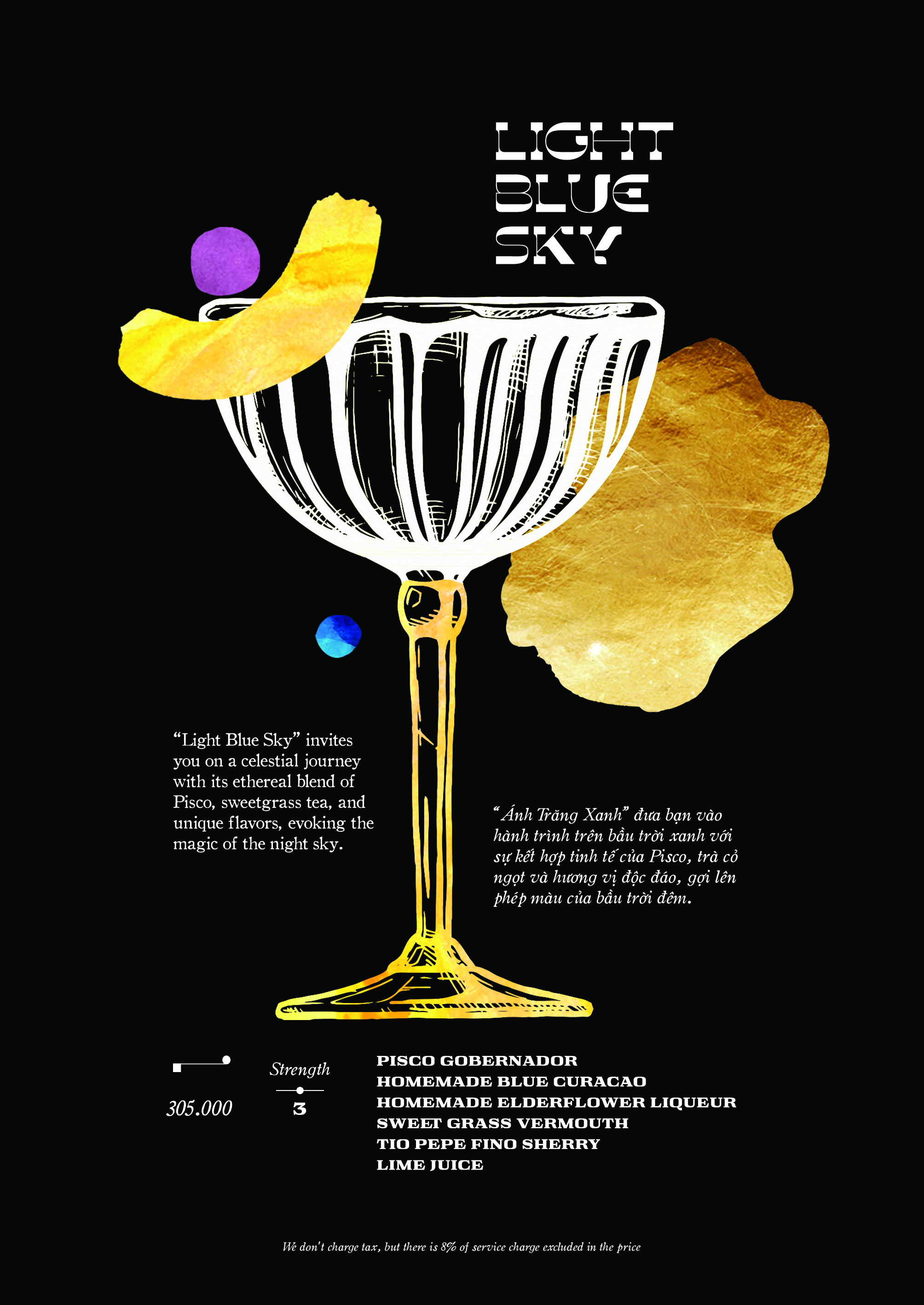 Light Blue Sky cocktail — Moon Men Bar Hanoi