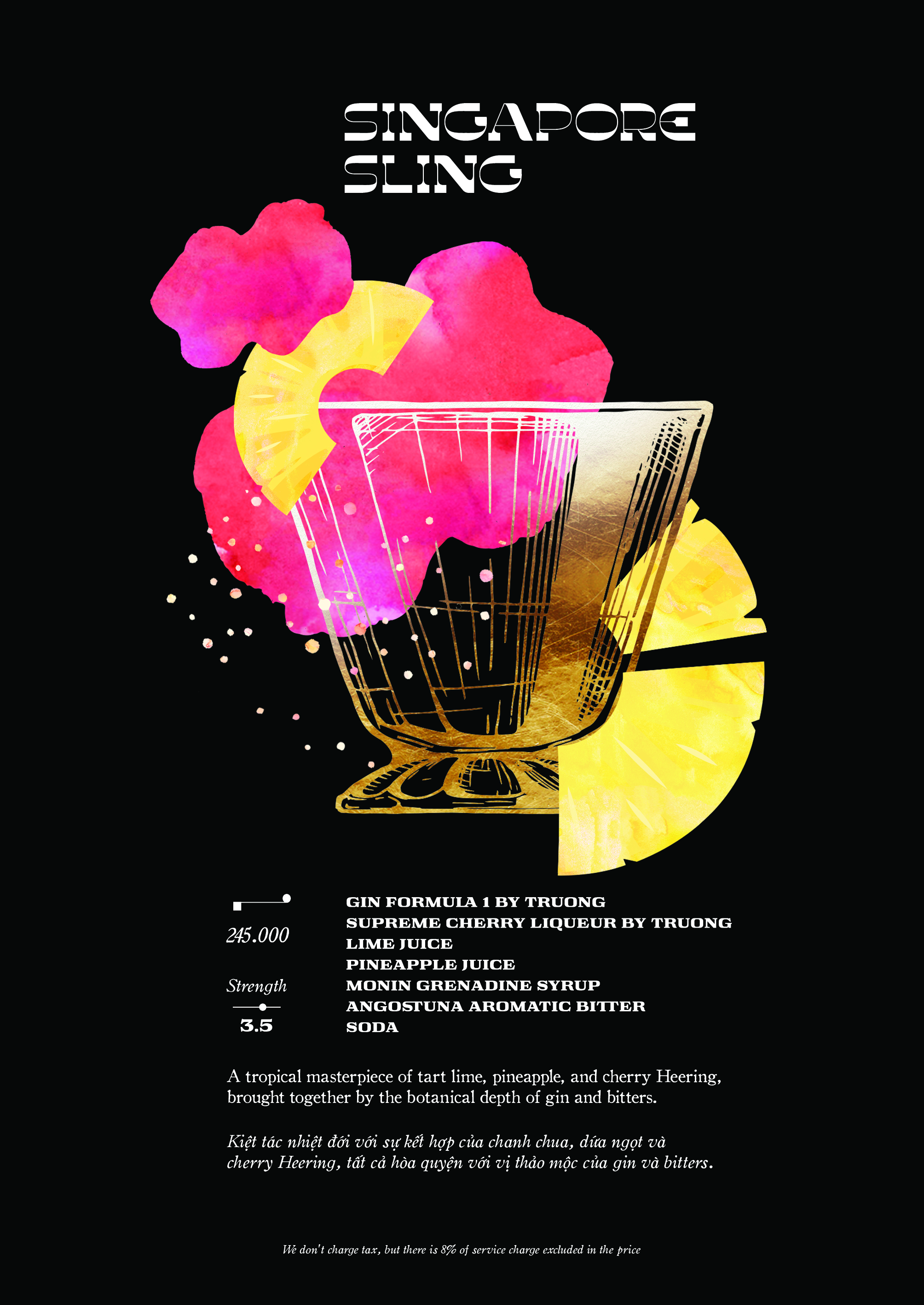 Singapore Sling cocktail — Moon Men Bar Hanoi